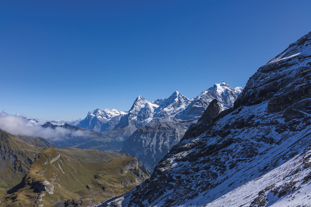 Trekking the Swiss Via Alpina - Route Photos - The Bernese Oberland ‘mountain wall’ – Wetterhorn, Eiger, Mönch and Jungfrau
