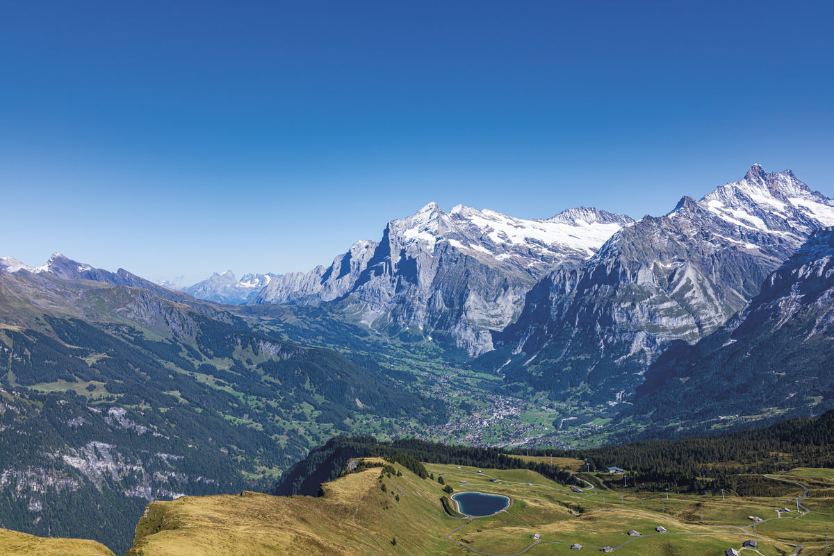 Trekking the Swiss Via Alpina - Route Photos - Grindelwald and the Wetterhorn viewed from near Männlichen