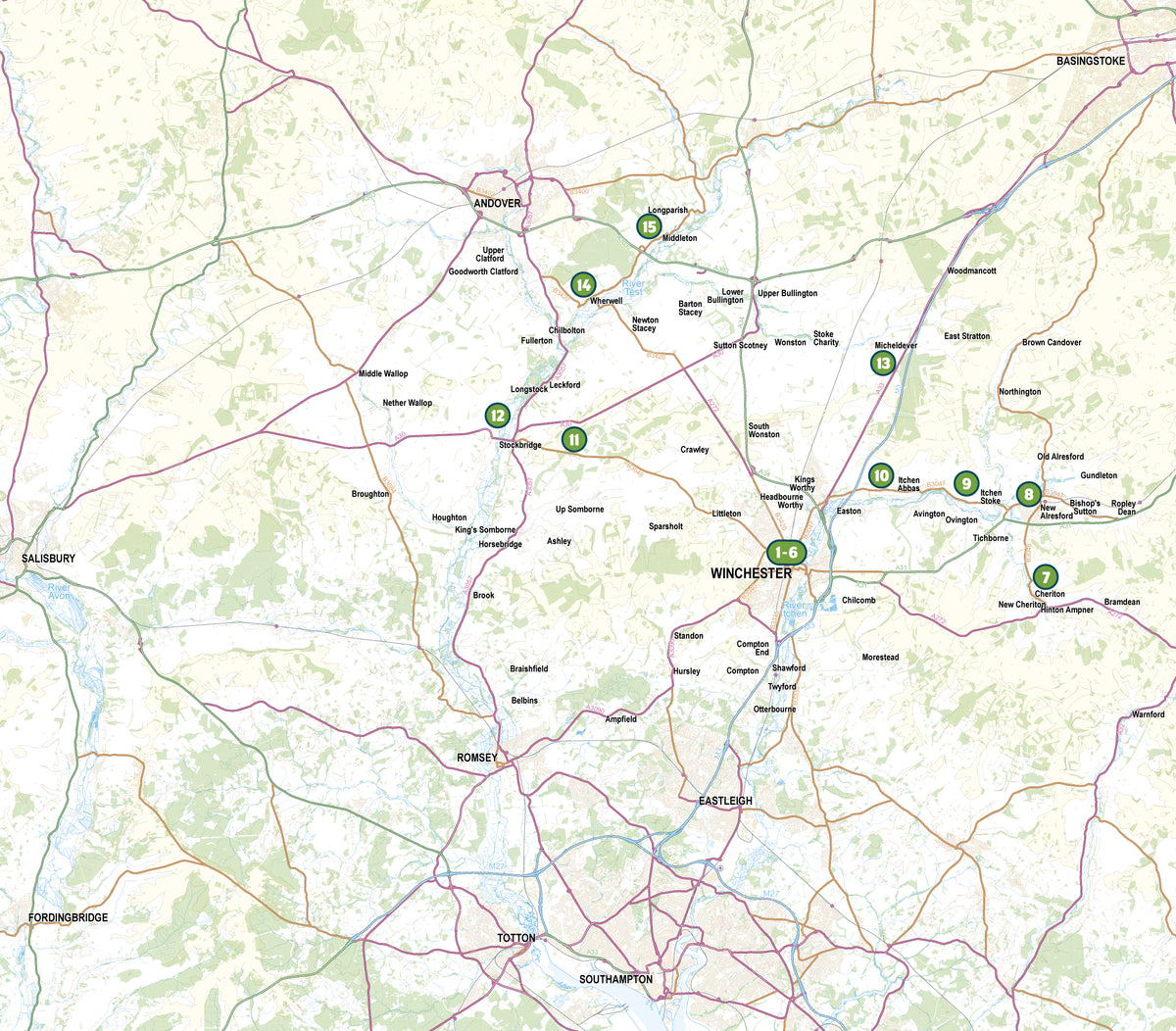 Short Walks Winchester - Overview Map