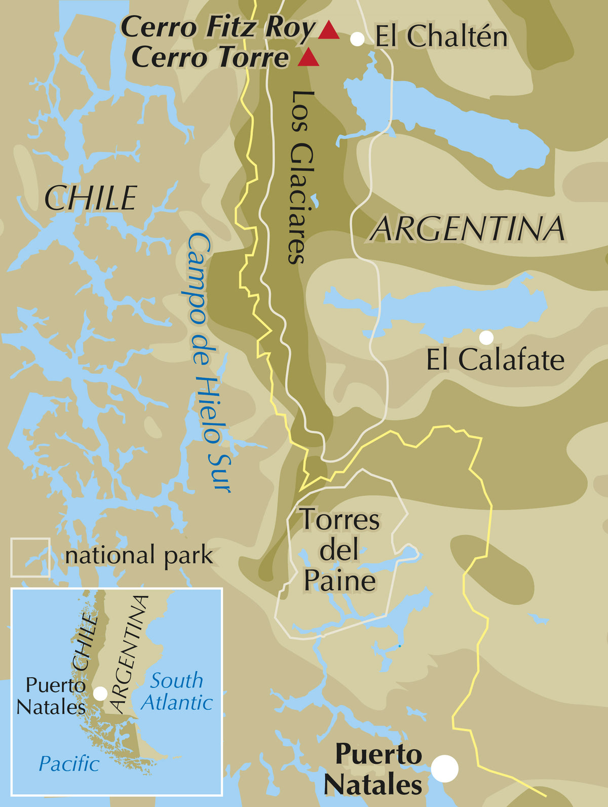 Trekking in Torres del Paine - Location Map