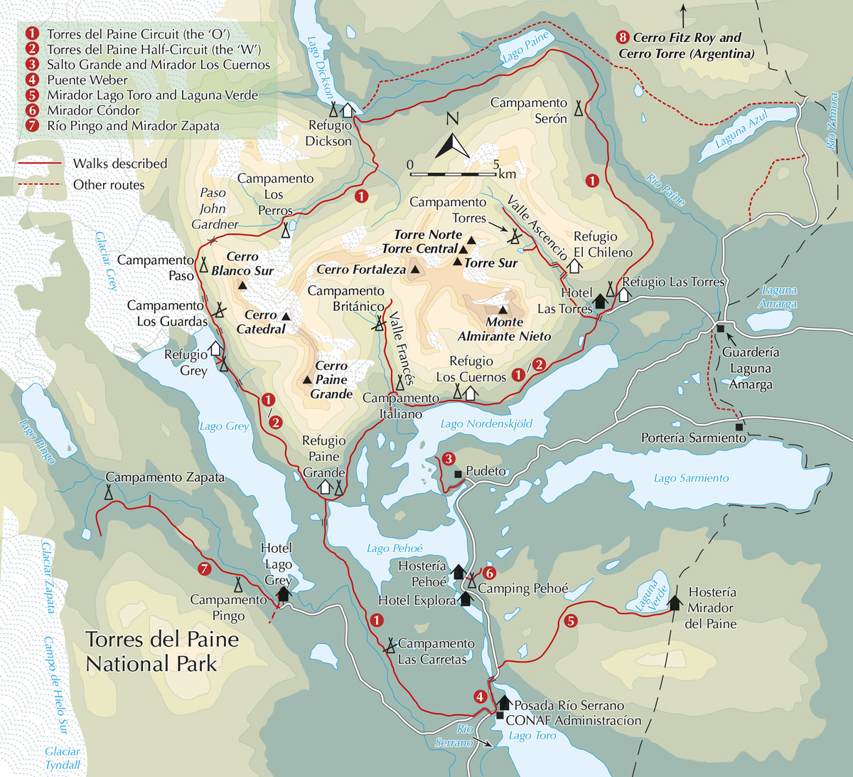 Trekking in Torres del Paine - Overview Map