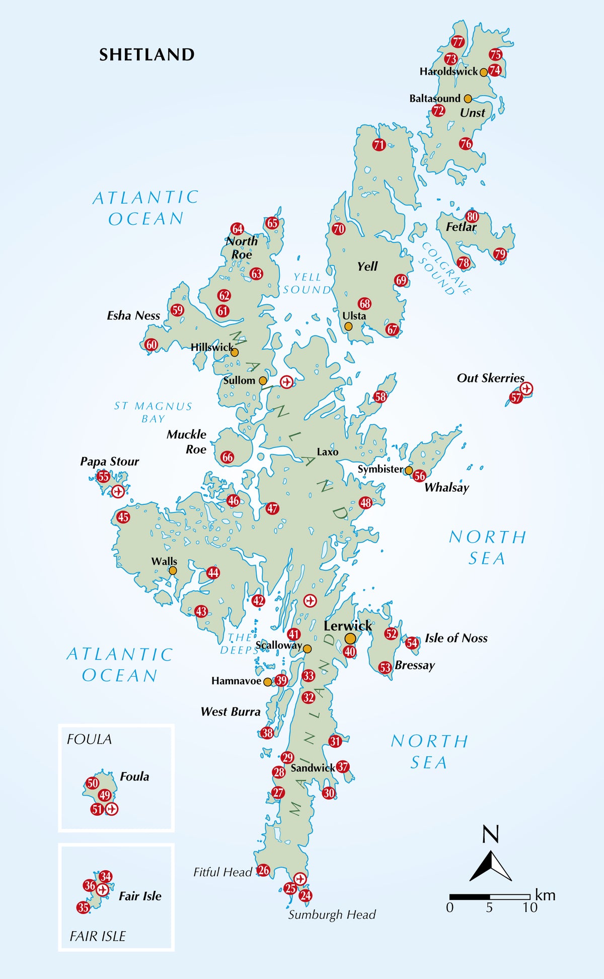 Walking on the Orkney and Shetland Isles - Overview Map
