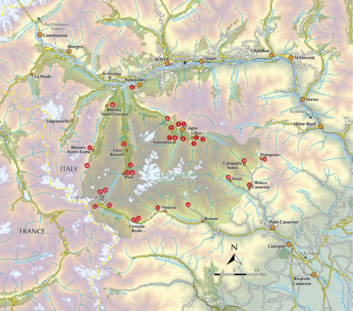 Walking Gran Paradiso National Park - Overview Map