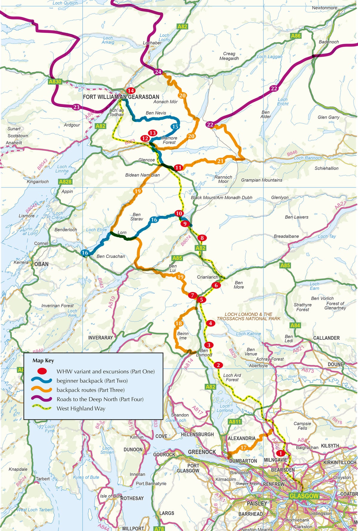 Not the West Highland Way: A Mountain High Way - Overview Map