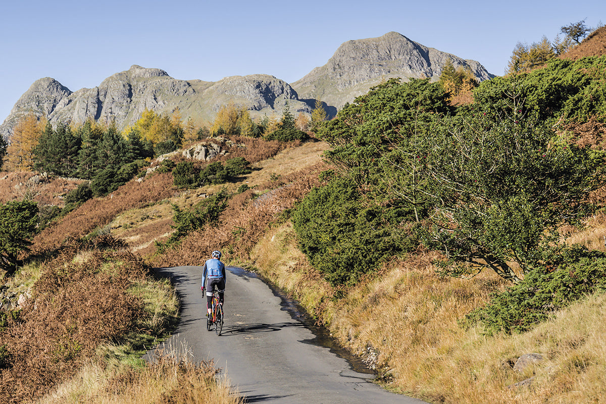 Cycling in the Lake District - Route Photos - A lone rider heading up to Blea Tarn, the final climb of the Fred Whitton Challenge (Stage 5A and Route 2; photo: Steve Fleming)
