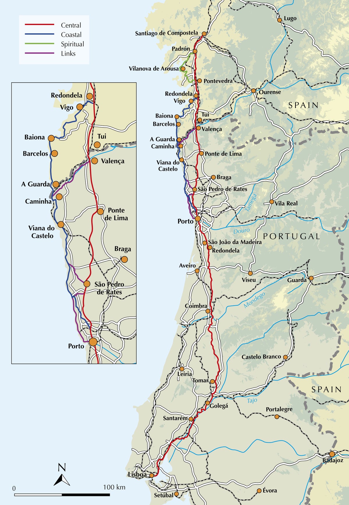 The Camino Portugues - Overview Map
