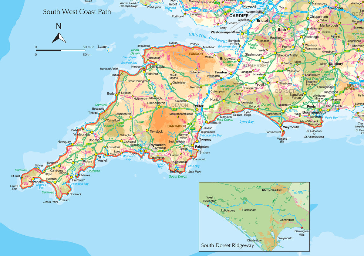 South West Coast Path Map Booklet - Vol 3: Plymouth to Poole - Overview Map