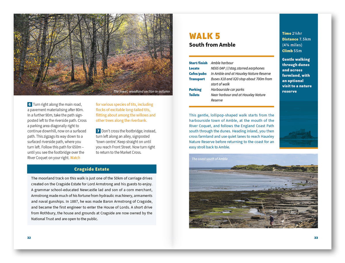 Short Walks in Northumberland: Wooler, Rothbury, Alnwick and the coast - Route Photos