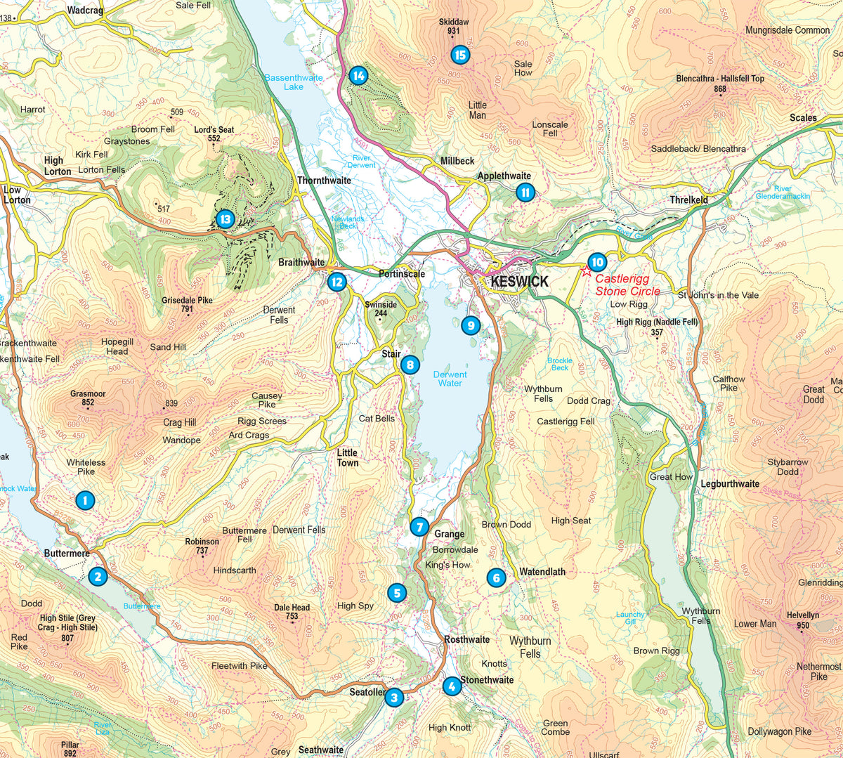 Short Walks in the Lake District: Keswick, Borrowdale and Buttermere - Overview Map
