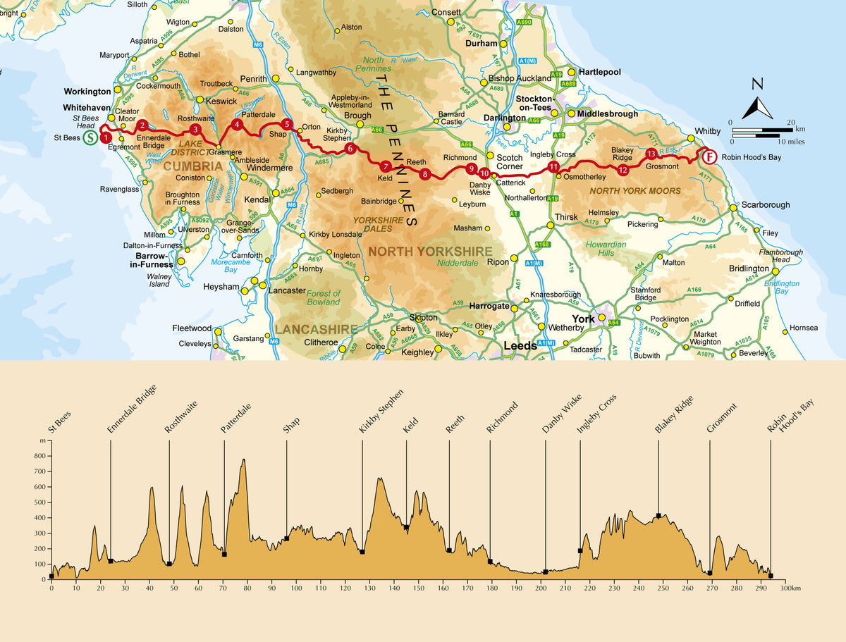 Walking the Coast to Coast Path - Overview Map