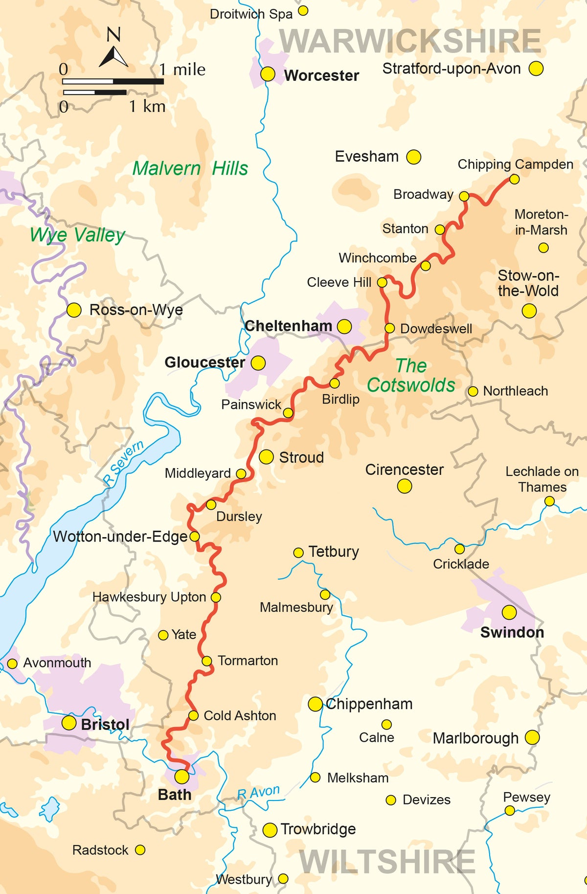 The Cotswold Way - Overview Map
