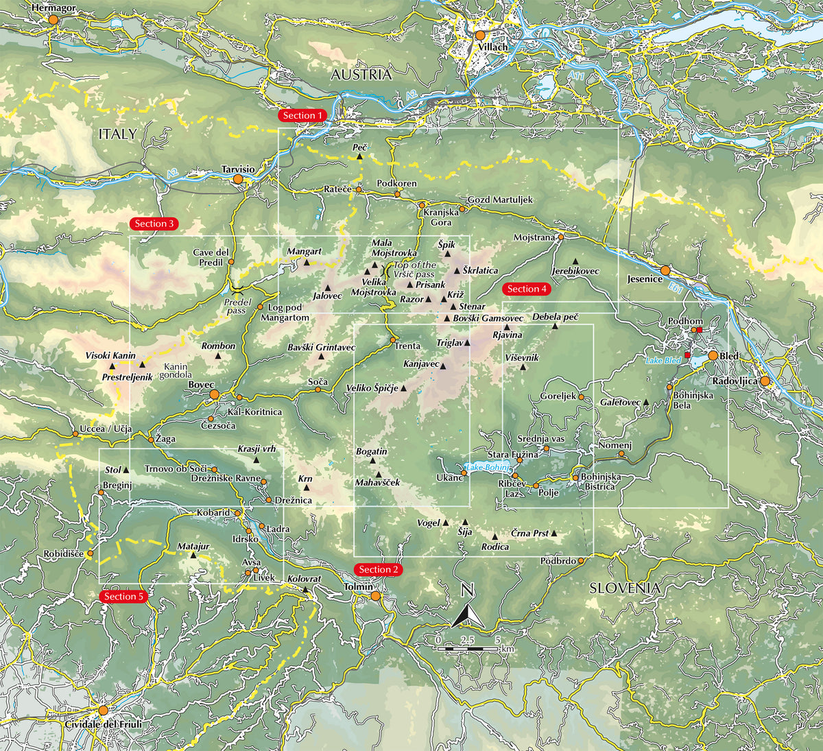 Walking the Julian Alps of Slovenia - Overview Map