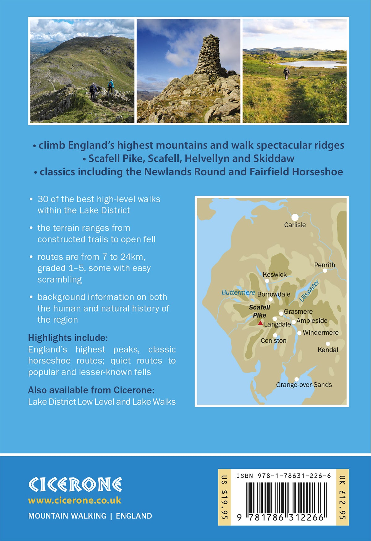 Lake District: High Level and Fell Walks - Back Cover