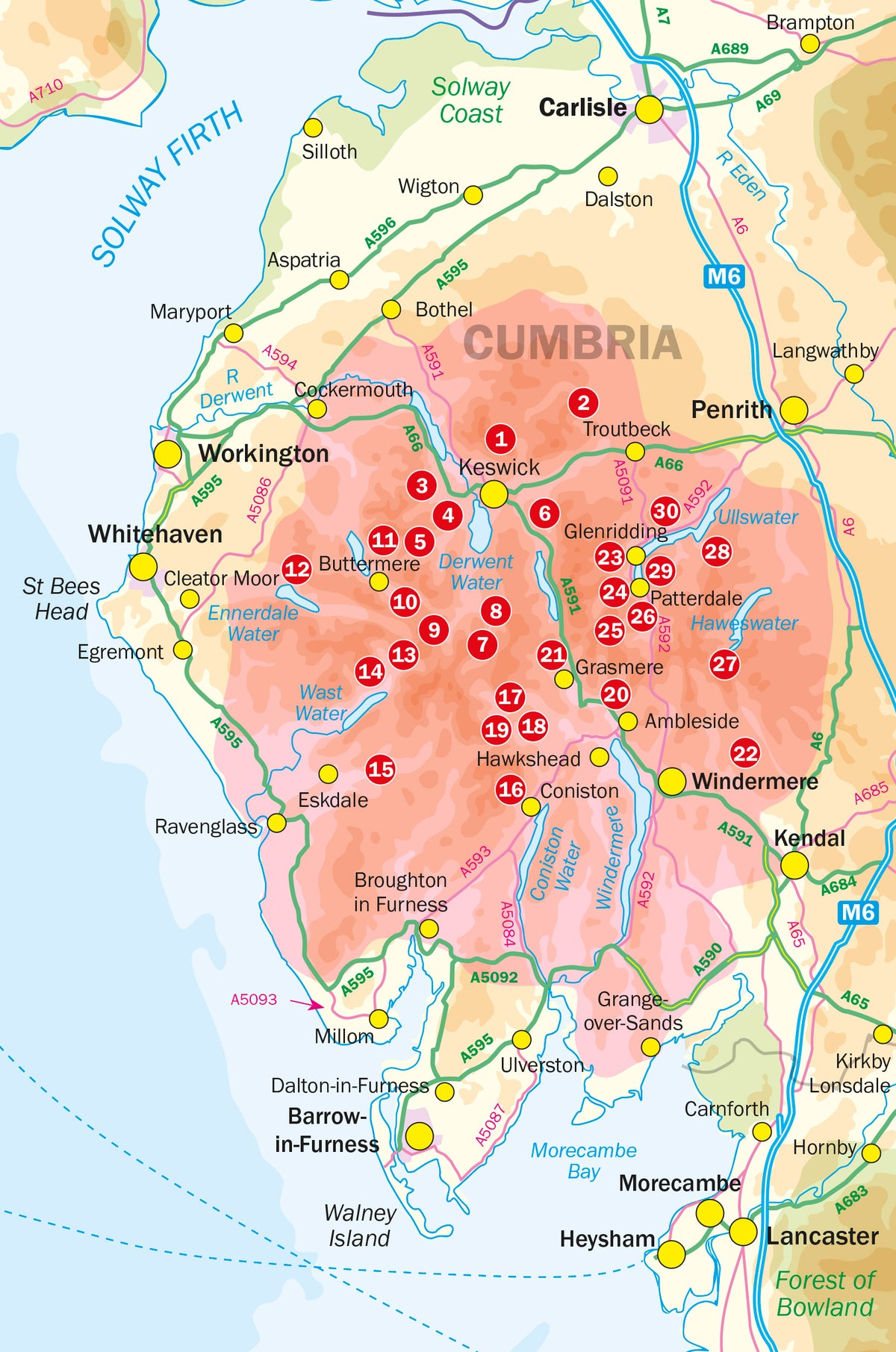 Lake District: High Level and Fell Walks - Overview Map