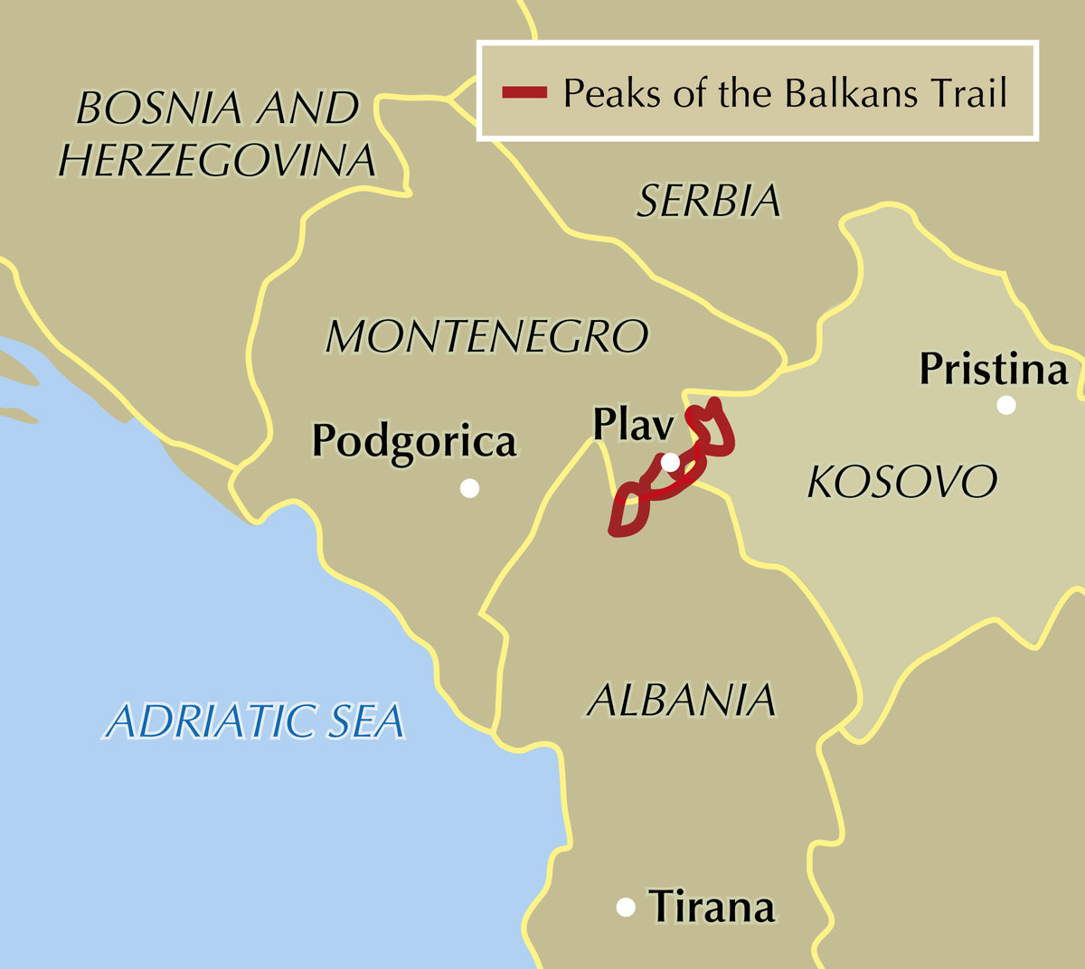 The Peaks of the Balkans Trail - Location Map