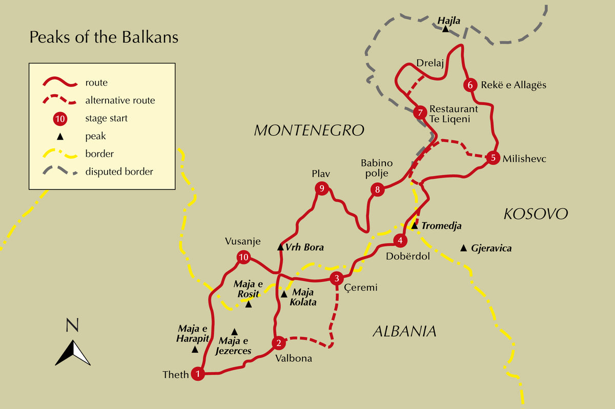 The Peaks of the Balkans Trail - Overview Map