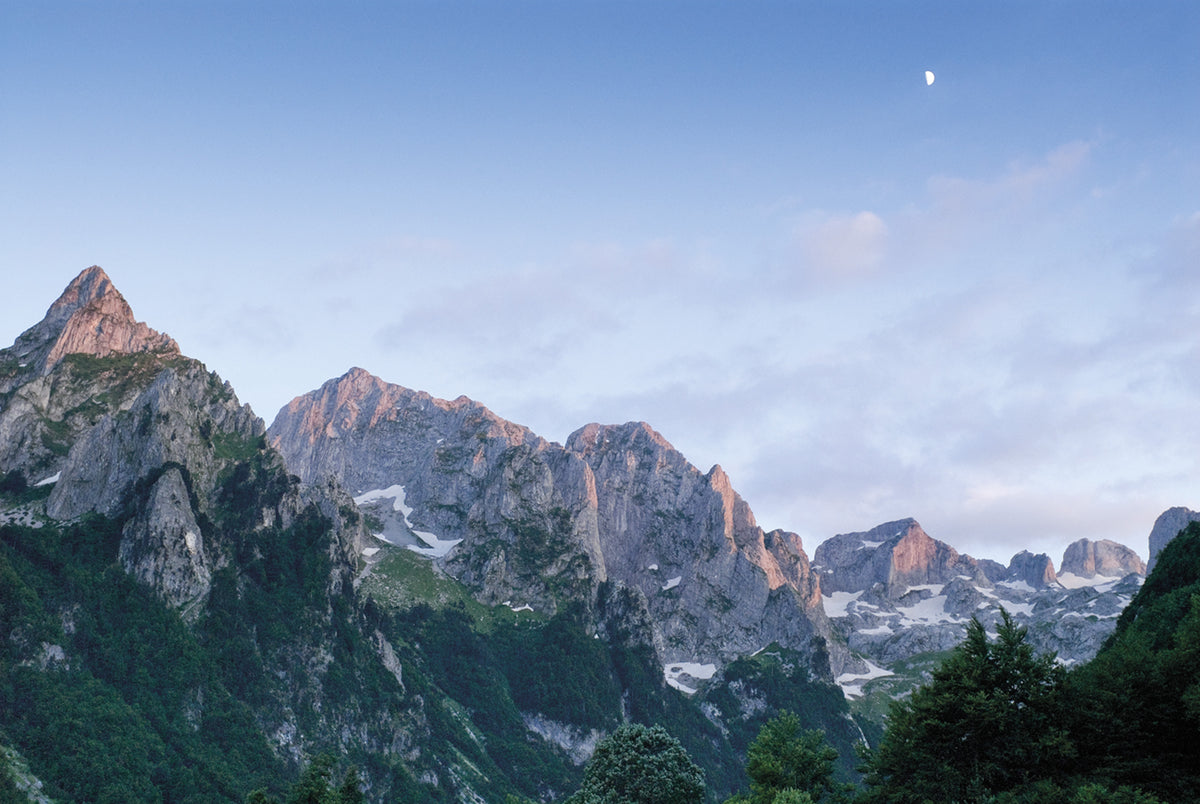 The Peaks of the Balkans Trail - Route Photos - Peaks at the head of the Grbaja Valley in moonlight