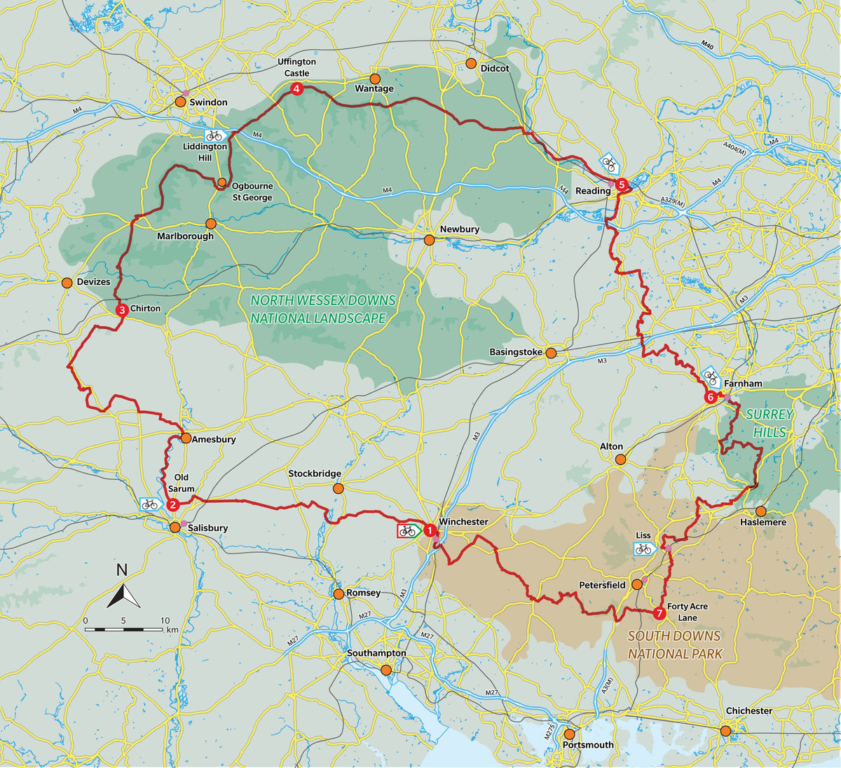 Bikepacking King Alfred's Way - Overview Map
