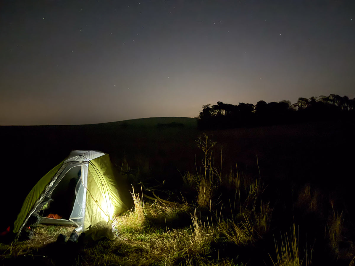 Bikepacking King Alfred's Way - Route Photos - A late camp on Roden Downs after dinner in East Ilsley