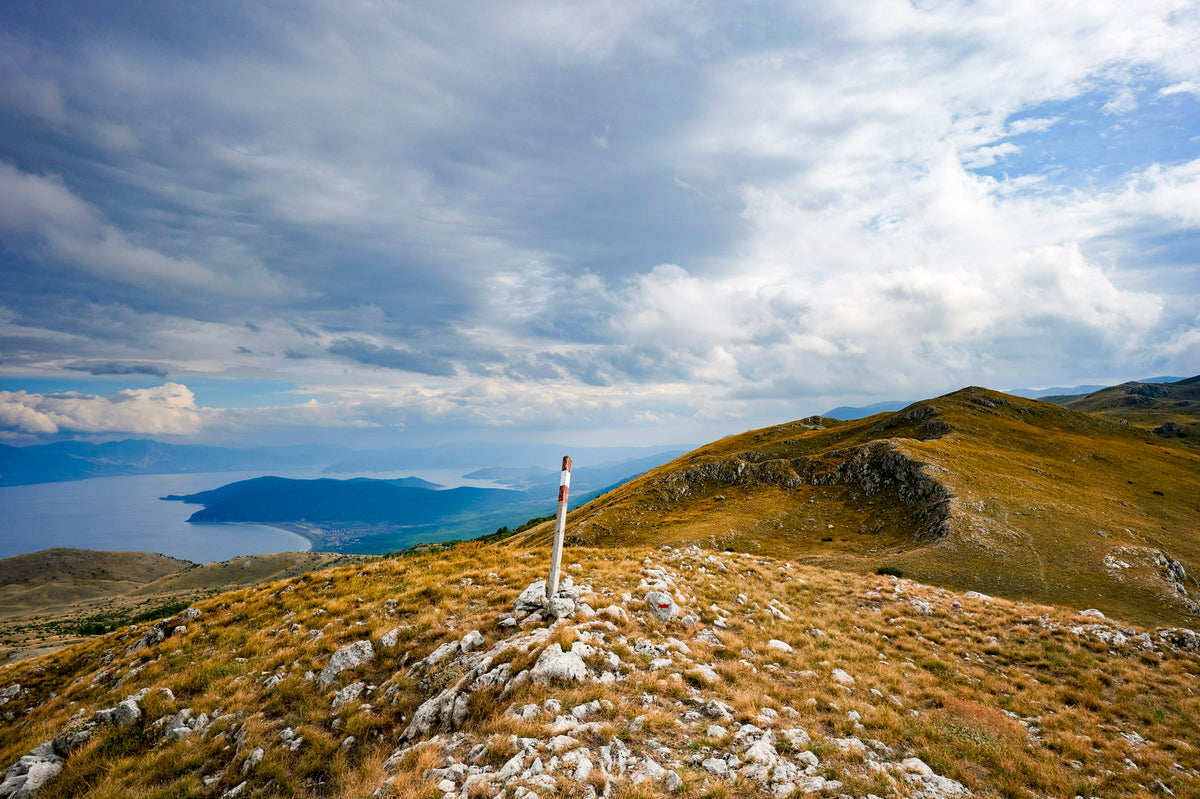 Hiking the High Scardus Trail - Route Photos - Walking S with Lake Prespa on the L, Galichica, North Macedonia
