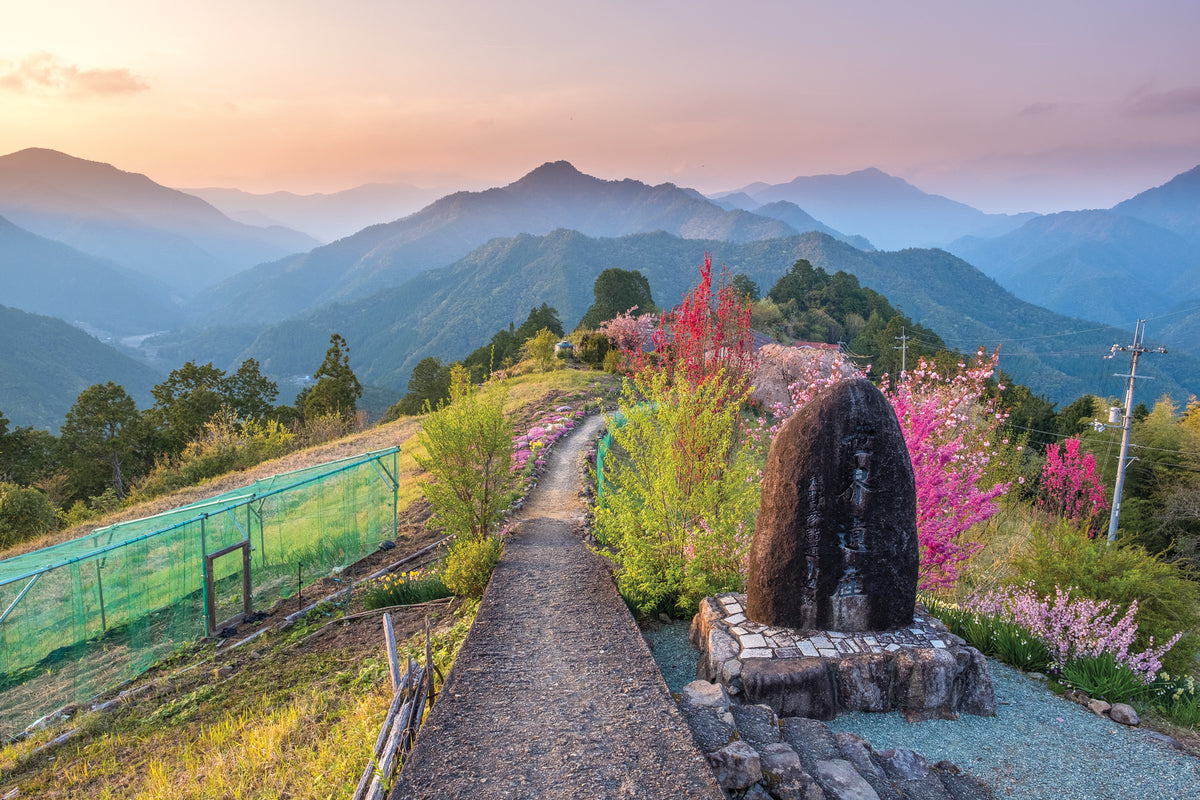 Japan's Kumano Kodo Pilgrimage - Route Photos - Hatenashi settlement and a sea of mountains (Kohechi, Stage 4)