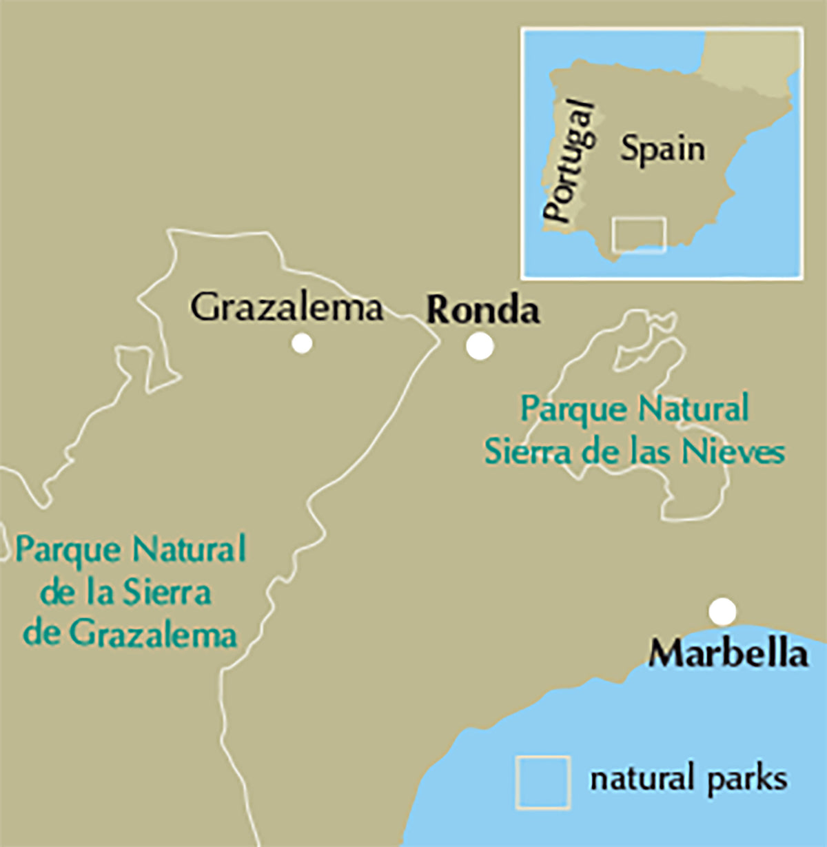 The Mountains of Ronda and Grazalema - Location Map