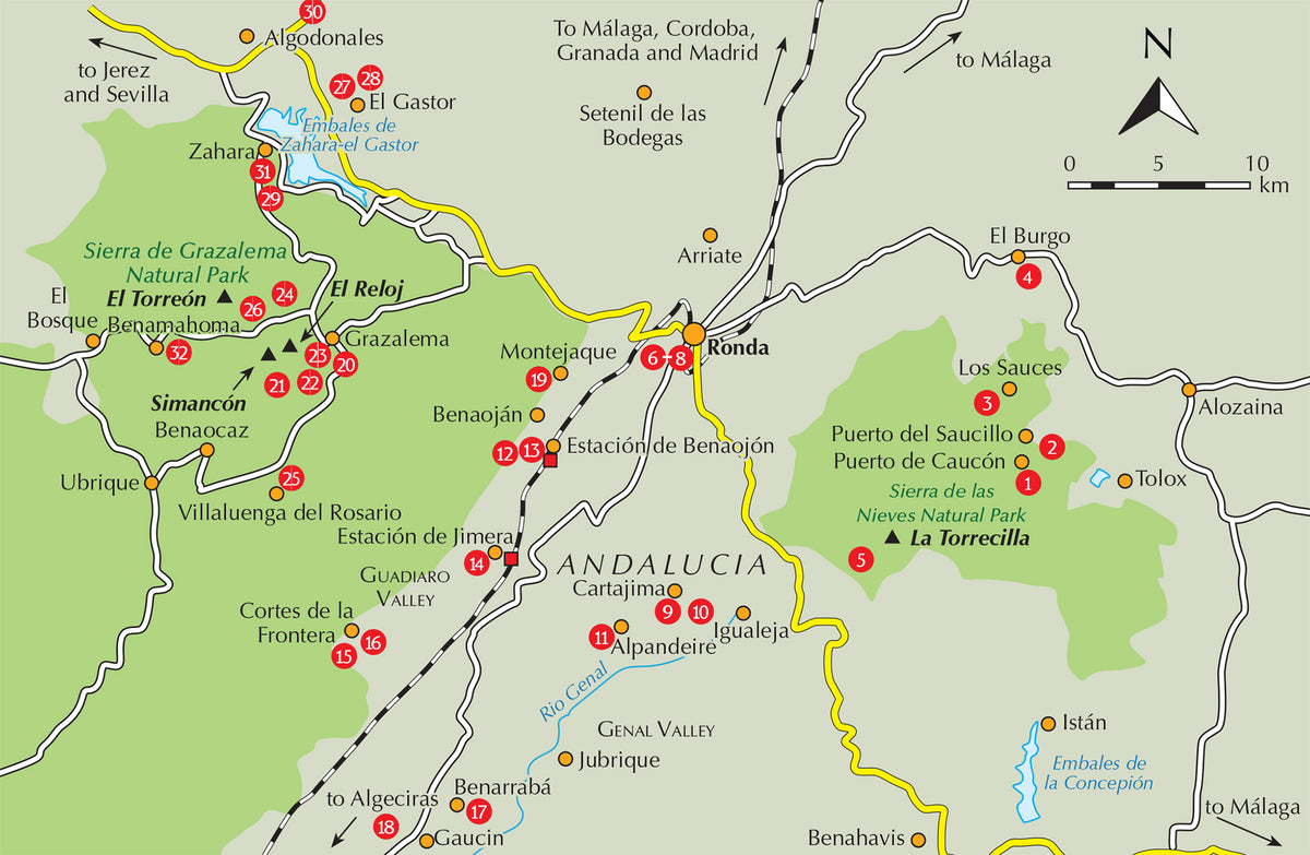 The Mountains of Ronda and Grazalema - Overview Map