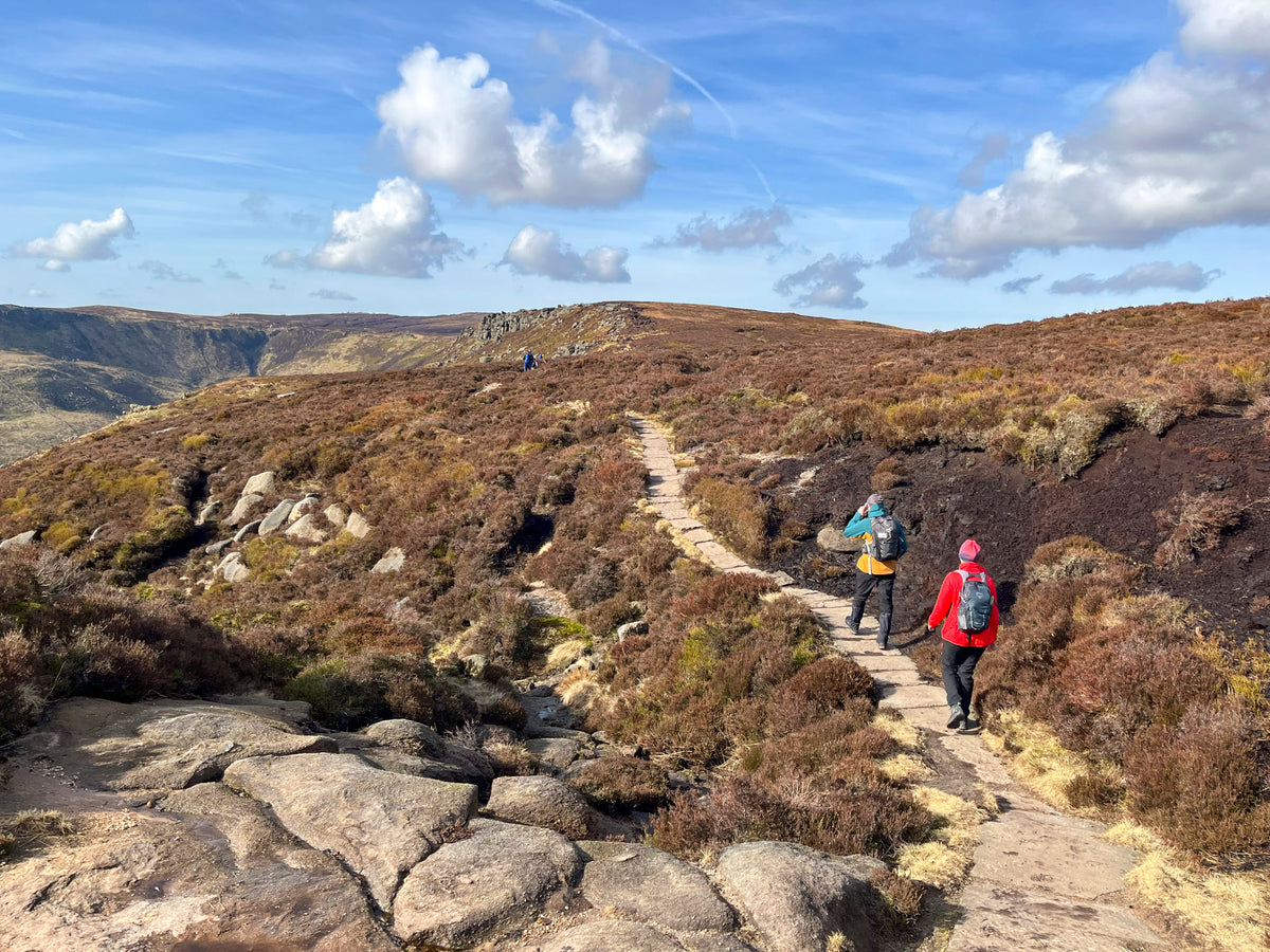 15 Short Walks in the Peak District - Edale and the Hope Valley - Route Photos - The path on Kinder Scout is paved in places to prevent erosion (Walk 1)