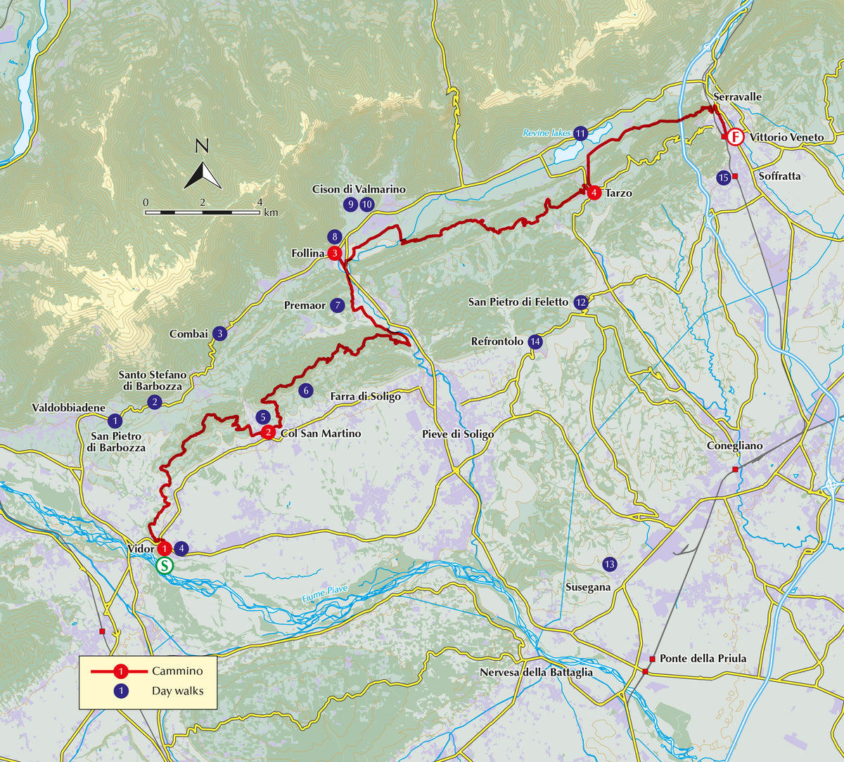 Walking in the Prosecco Hills - Overview Map