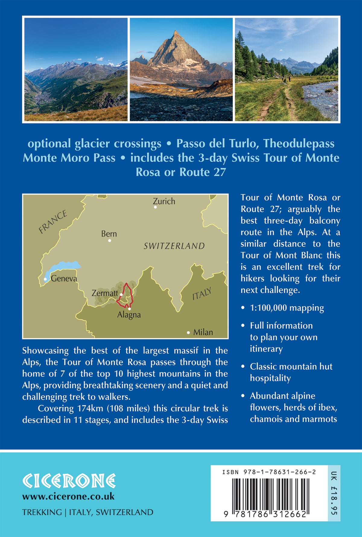 Hiking the Tour of Monte Rosa - Back Cover