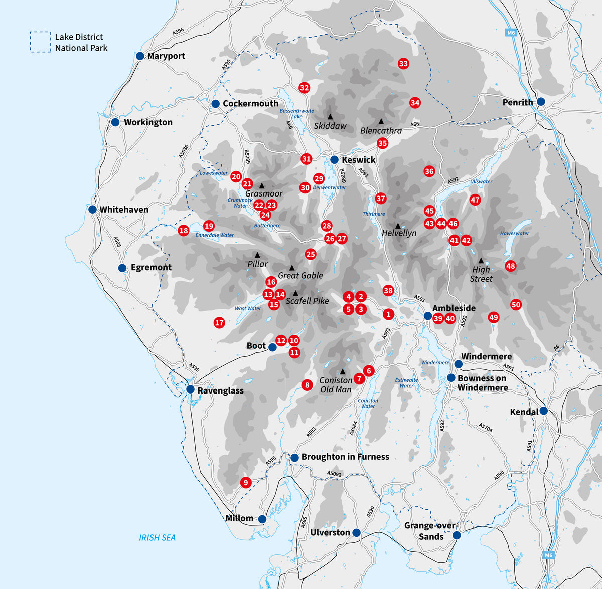 Best Walks in the Lake District - Overview Map