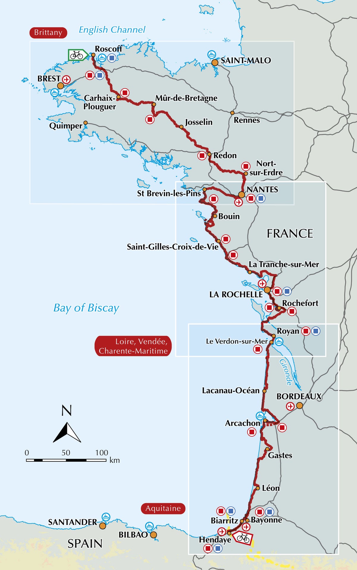 Cycling La Velodyssee - Overview Map