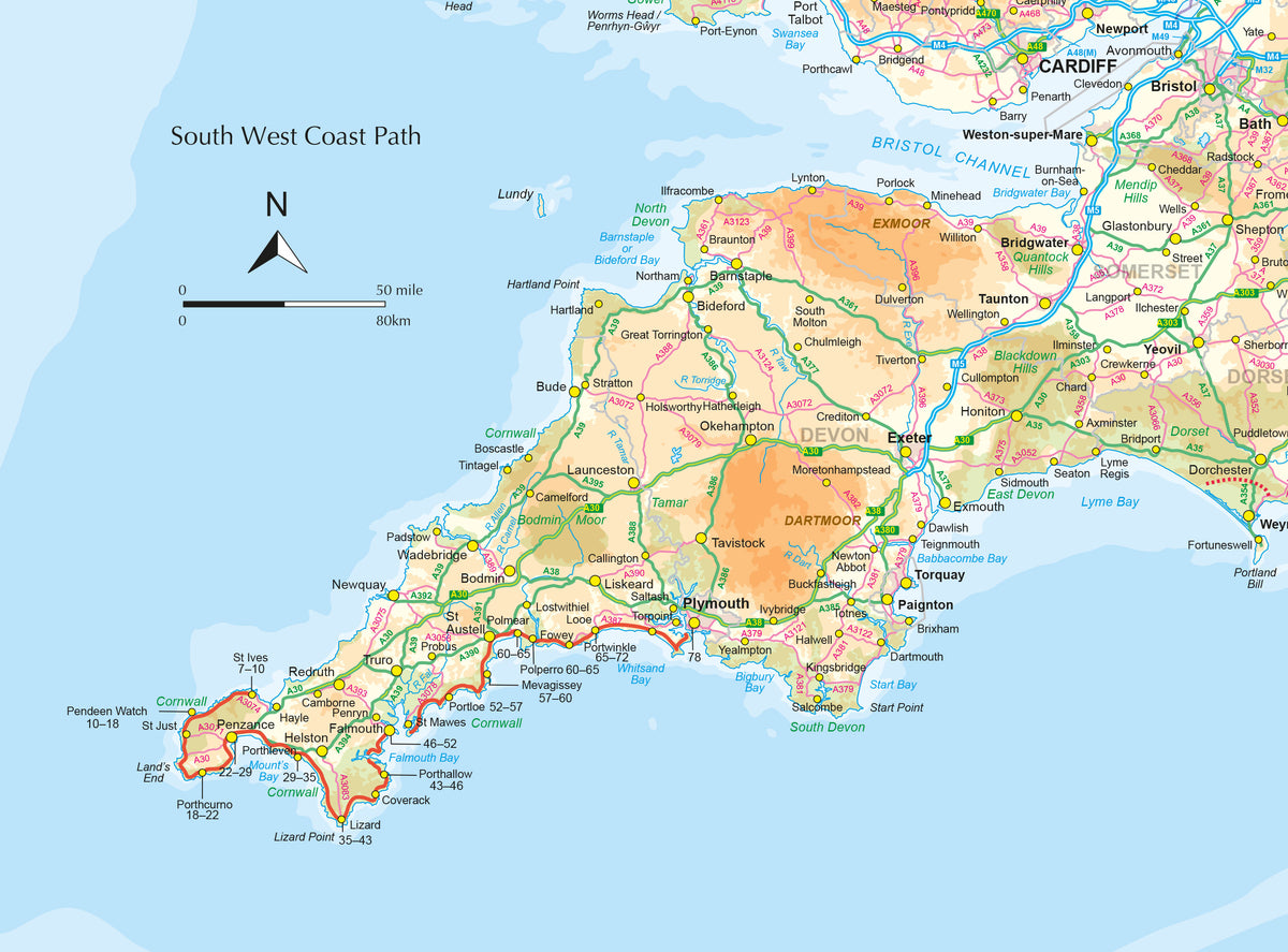 South West Coast Path Map Booklet - Vol 2: St Ives to Plymouth - Overview Map