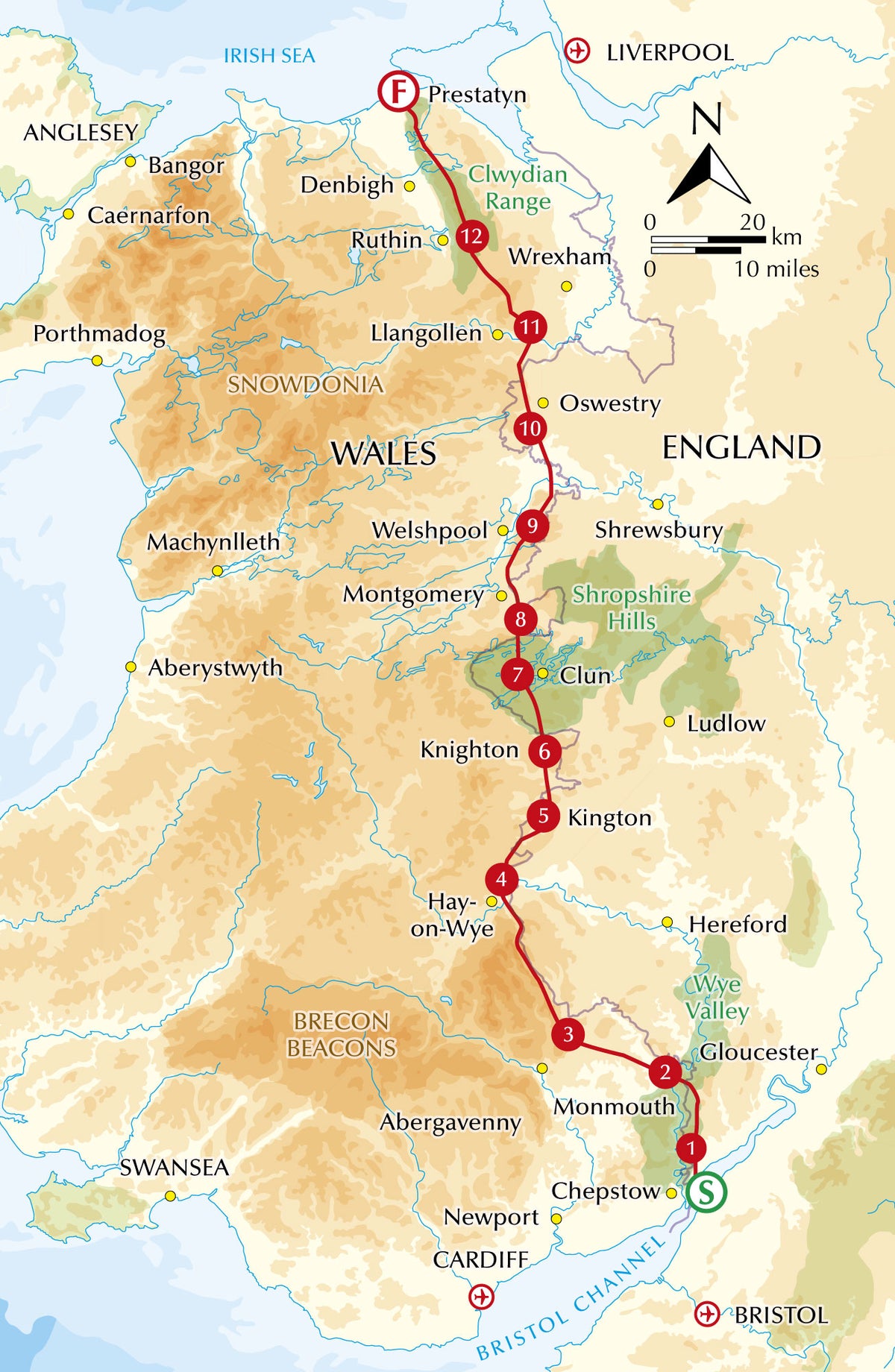 Offa's Dyke Path - Overview Map
