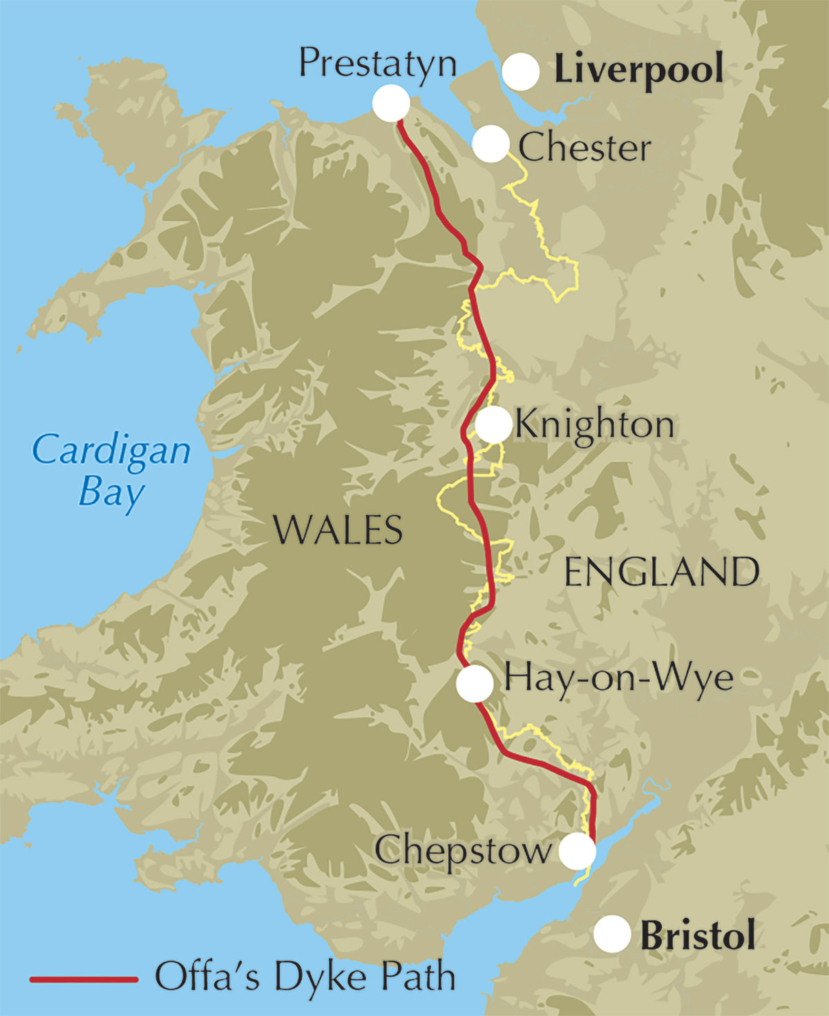 Offa's Dyke Path Trail Map - Location Map