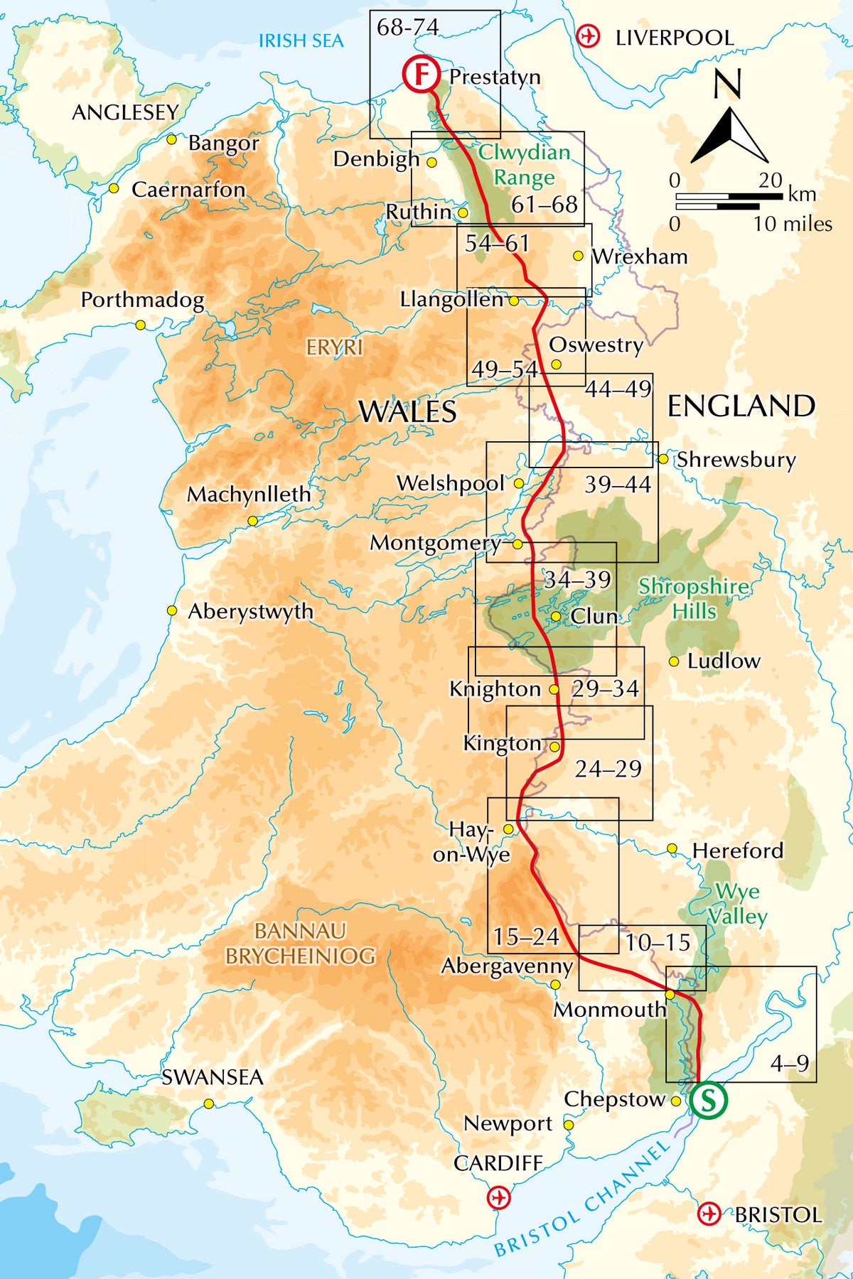 Offa's Dyke Path Trail Map - Overview Map