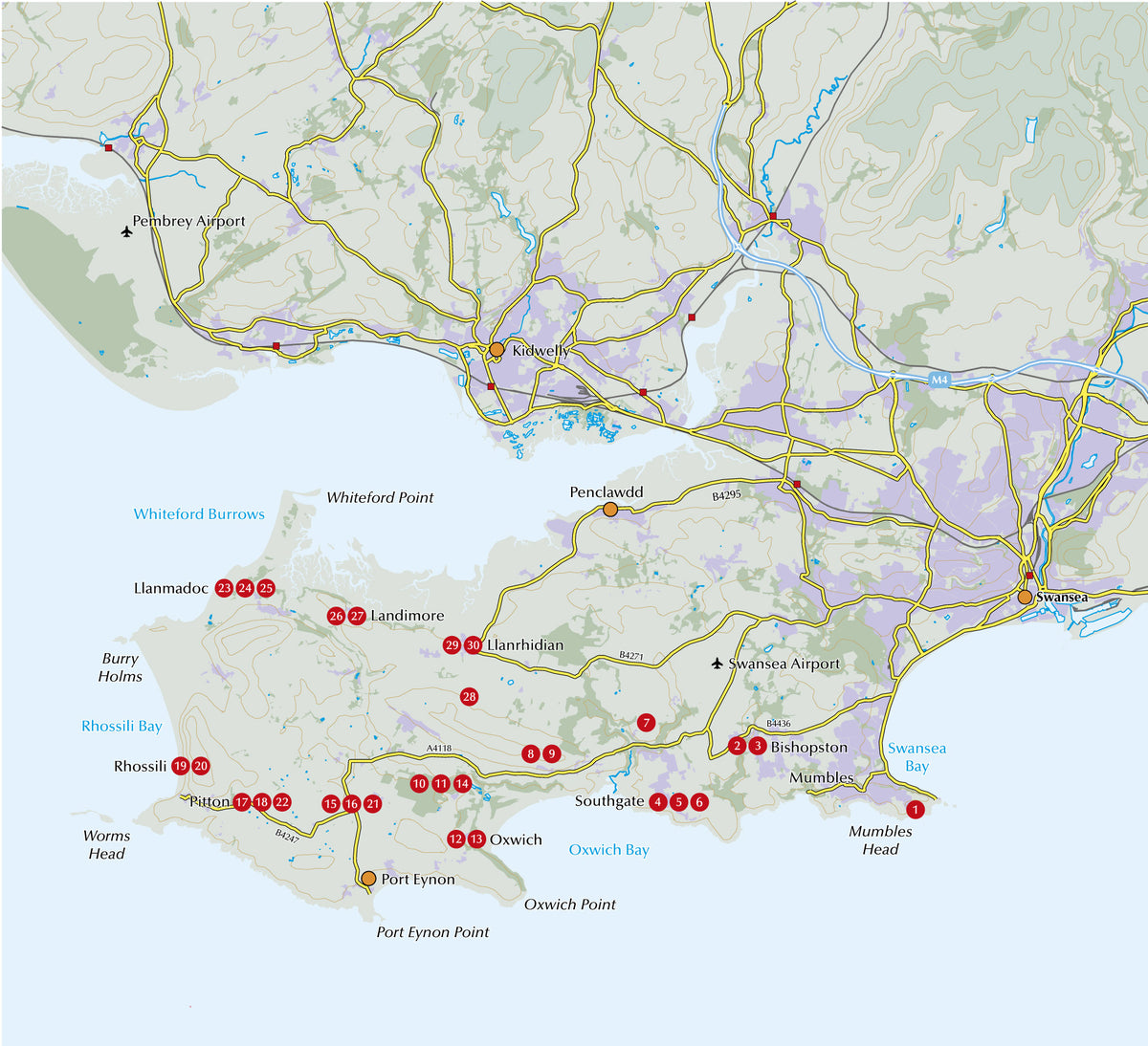 Walking in Gower - Overview Map