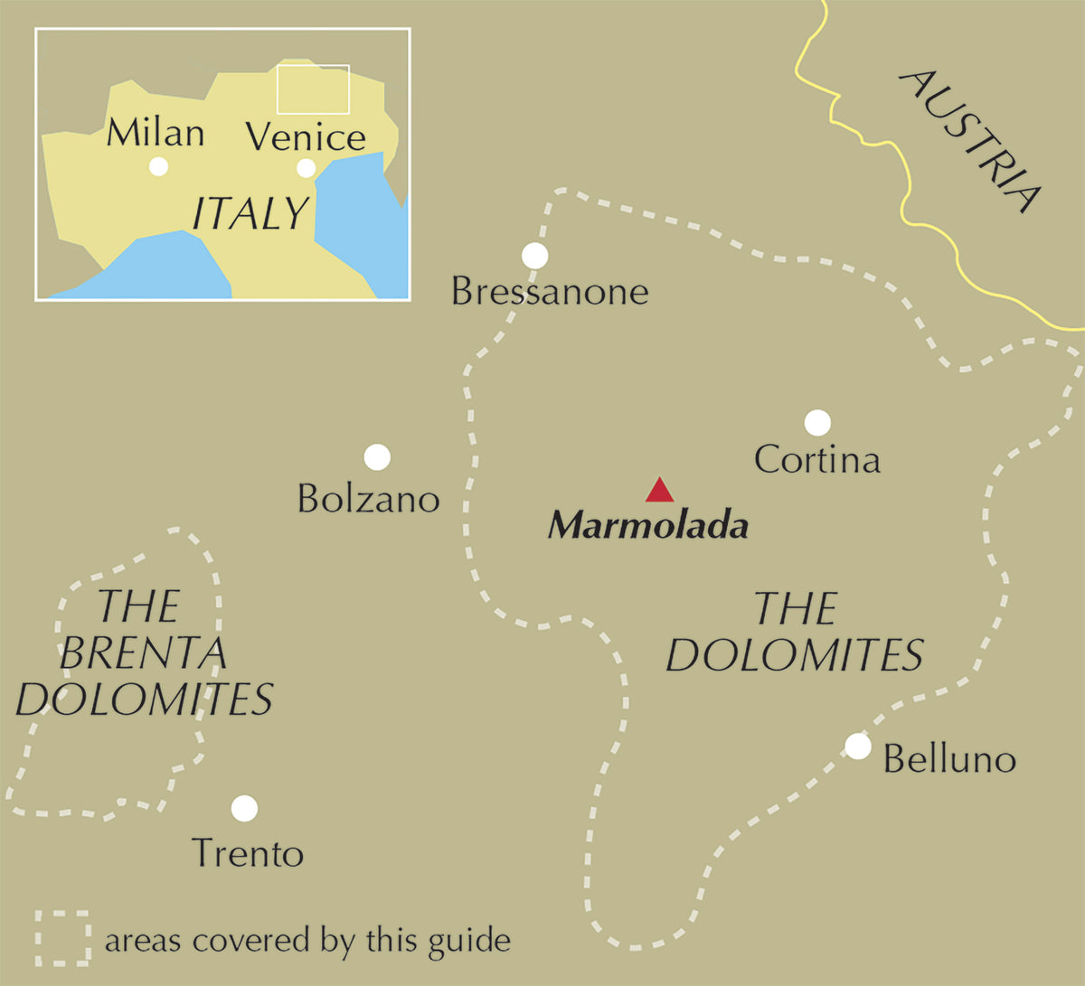 Hut to Hut Hiking in the Dolomites - Location Map