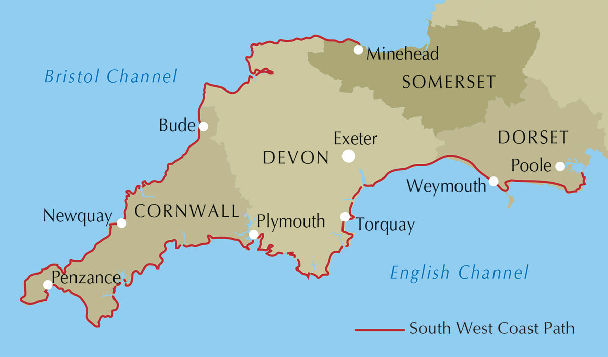 Walking the South West Coast Path - Location Map