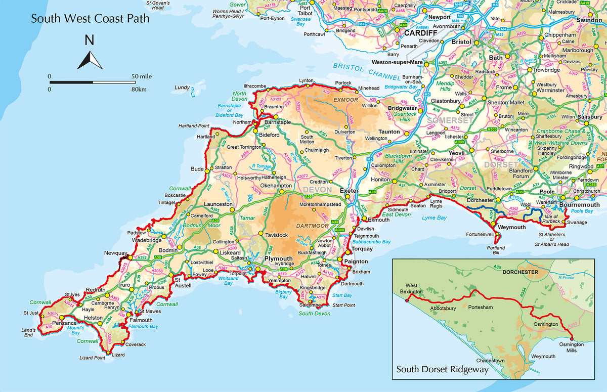 Walking the South West Coast Path - Overview Map