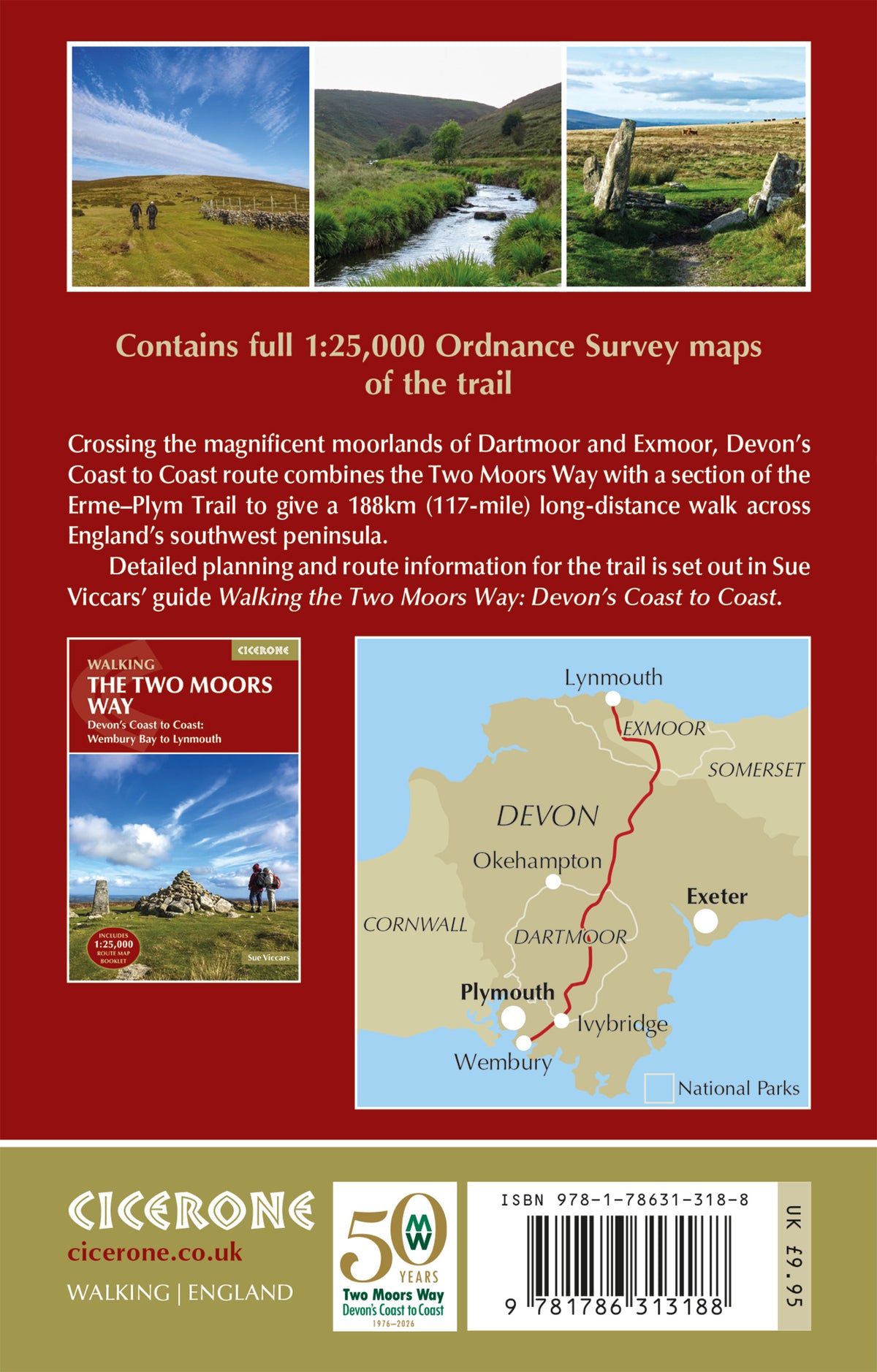 The Two Moors Way Trail Map - Back Cover