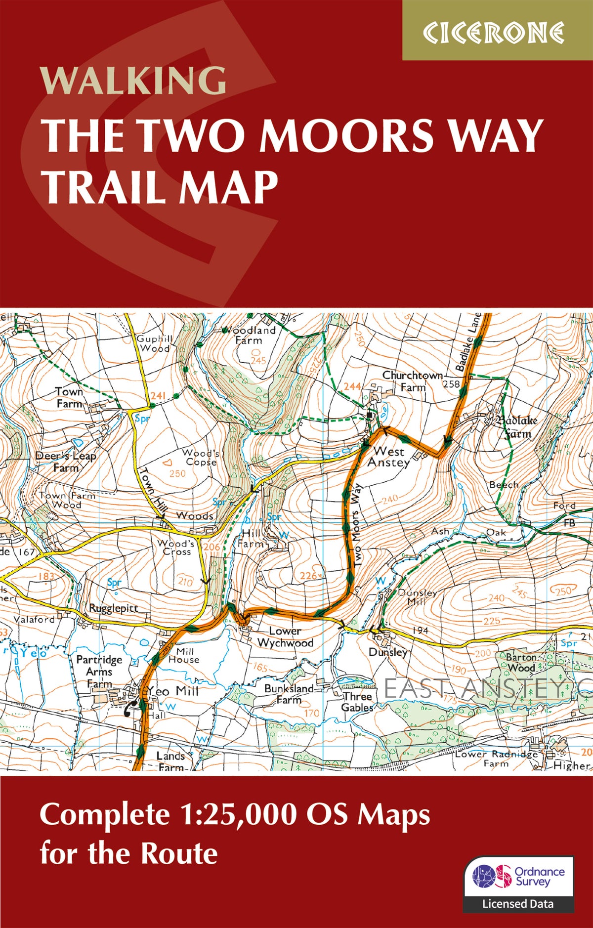 The Two Moors Way Trail Map - Front Cover