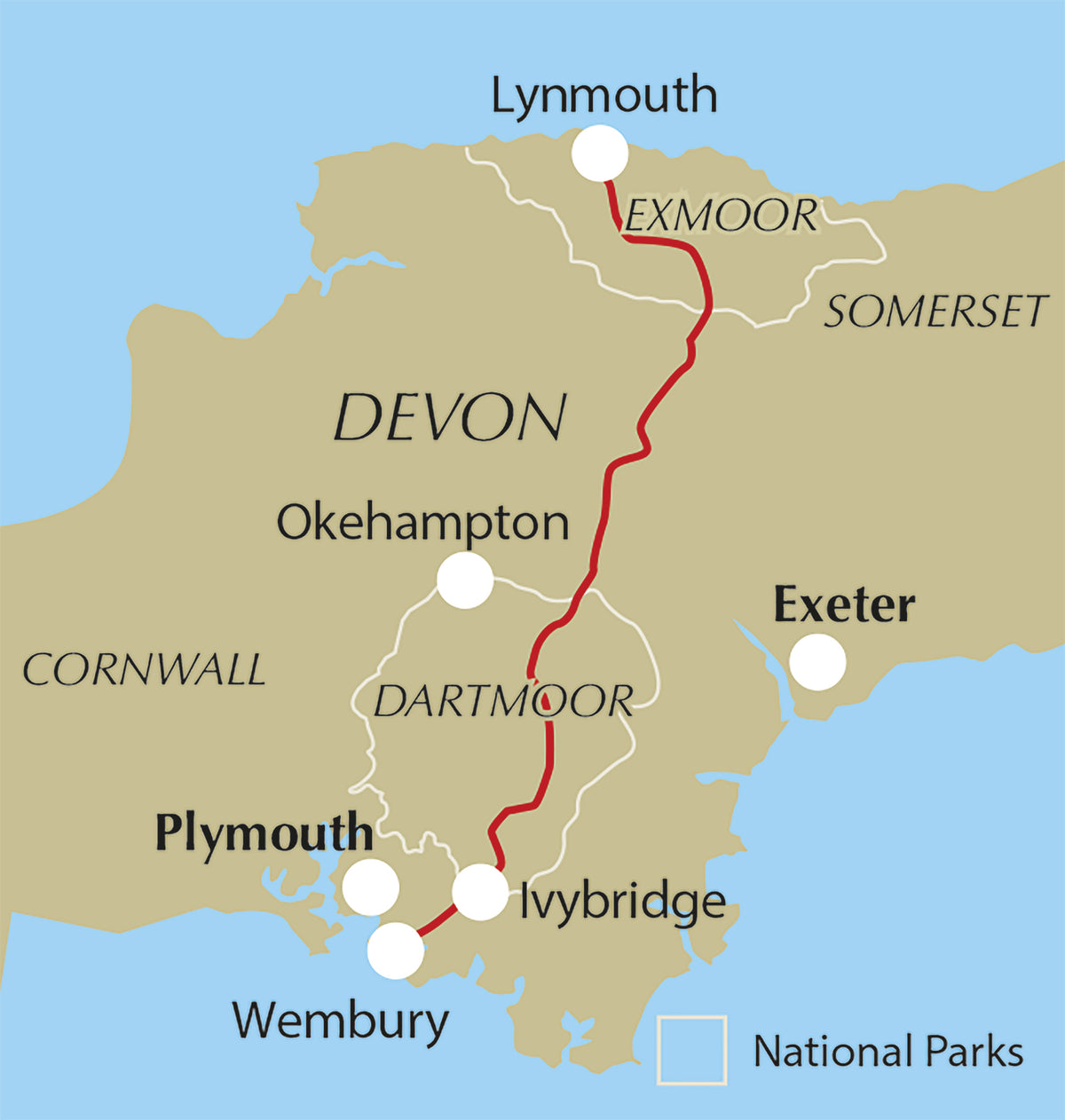Two Moors Way Trail Map - Location Map
