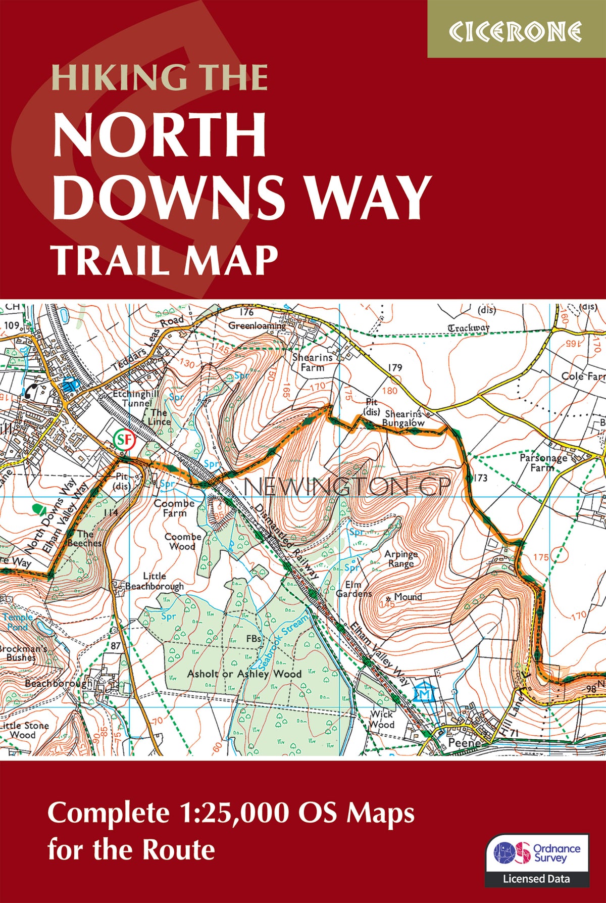 Hiking the North Downs Way Trail Map - Front Cover