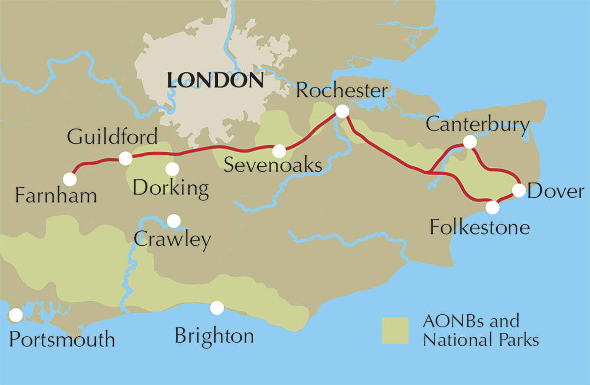 Hiking the North Downs Way Trail Map - Location Map