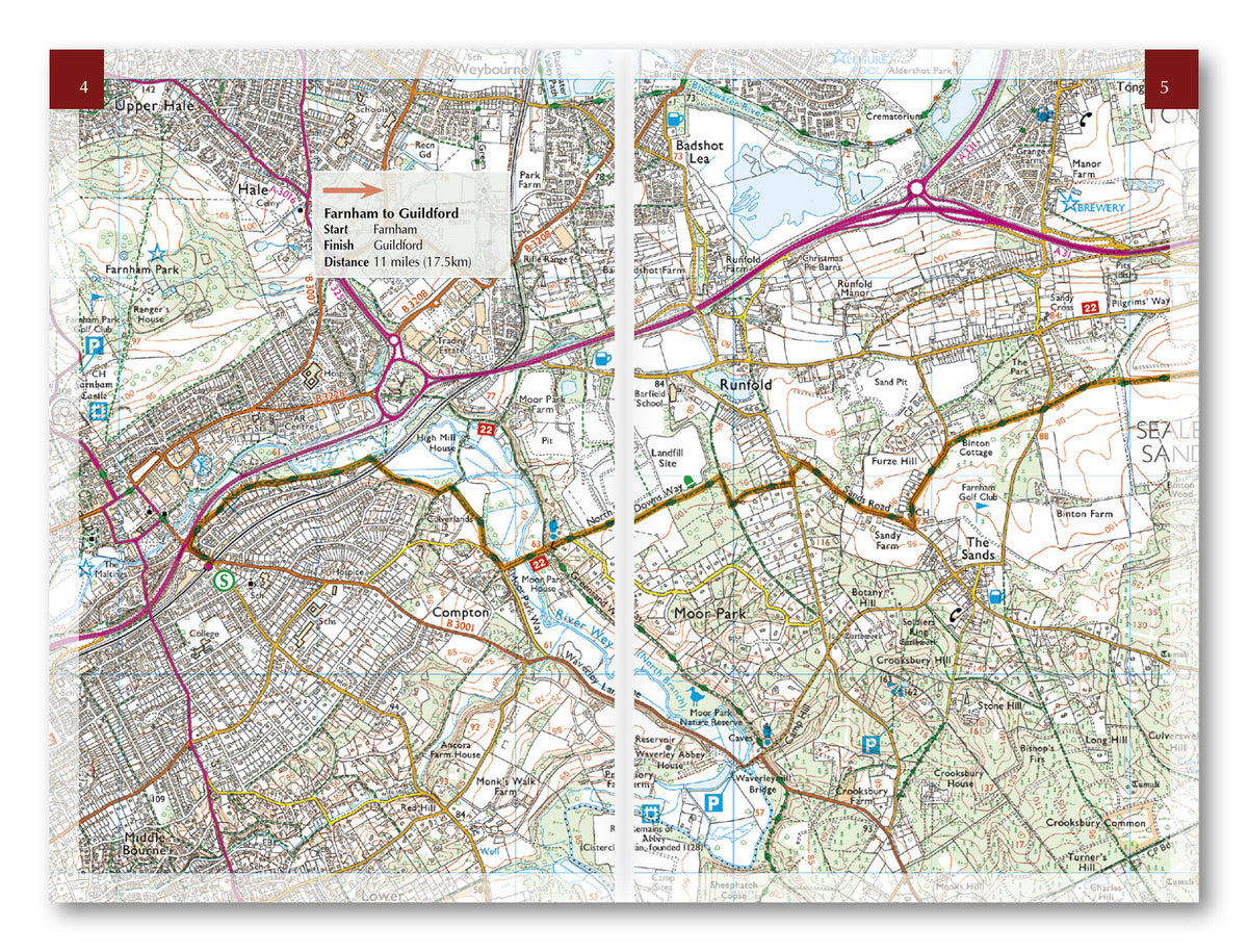 Hiking the North Downs Way Trail Map - Route Photos