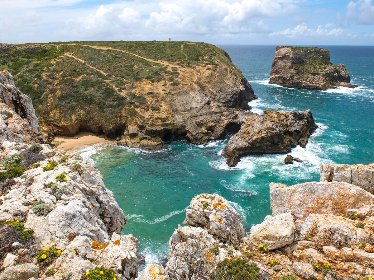 Hiking Portugal's Rota Vicentina - Route Photos - After a last cove, Cabo de São Vicente finally comes into sight